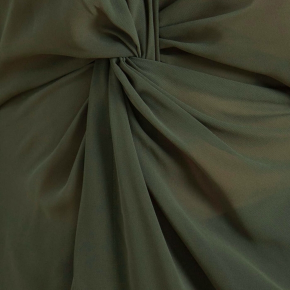 Olive Sheer Cold Shoulder Blouse - Picture 4 of 4